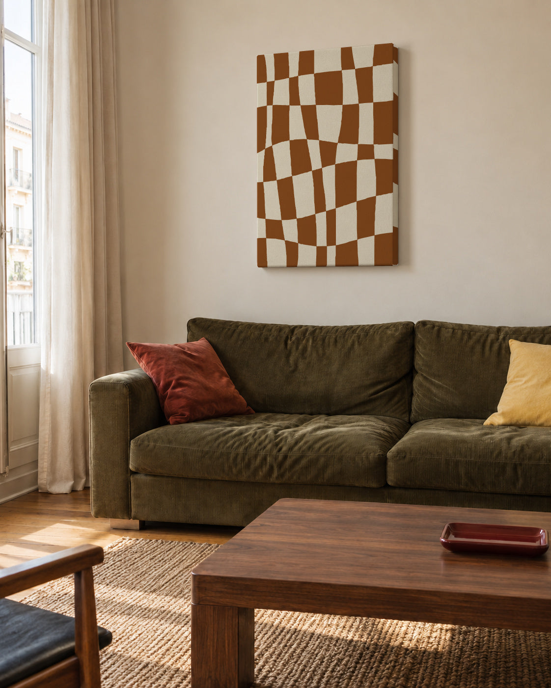 Minimal Checkerboard - Unframed canvas in an interior
