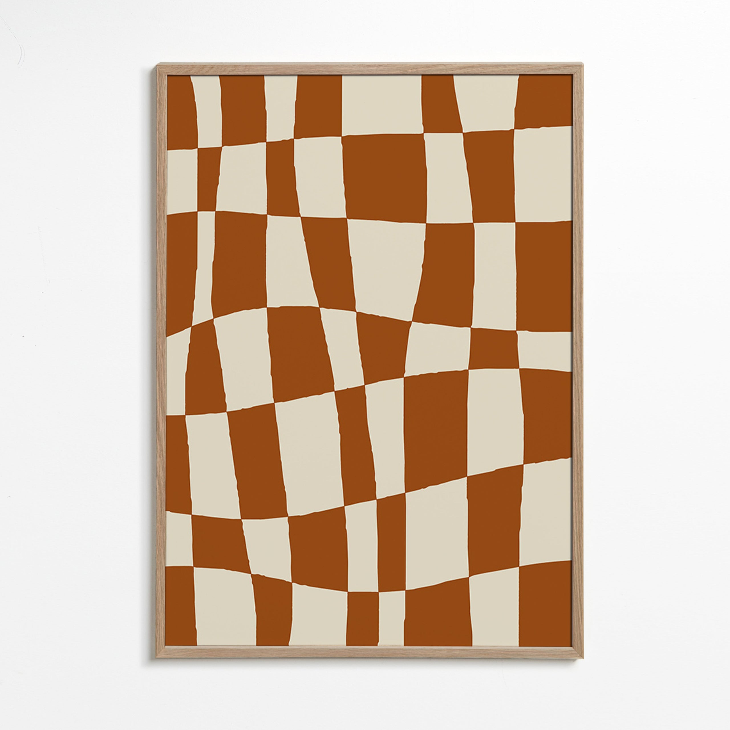 Cuadro geométrico con tablero ondulado marrón – Oak Frame