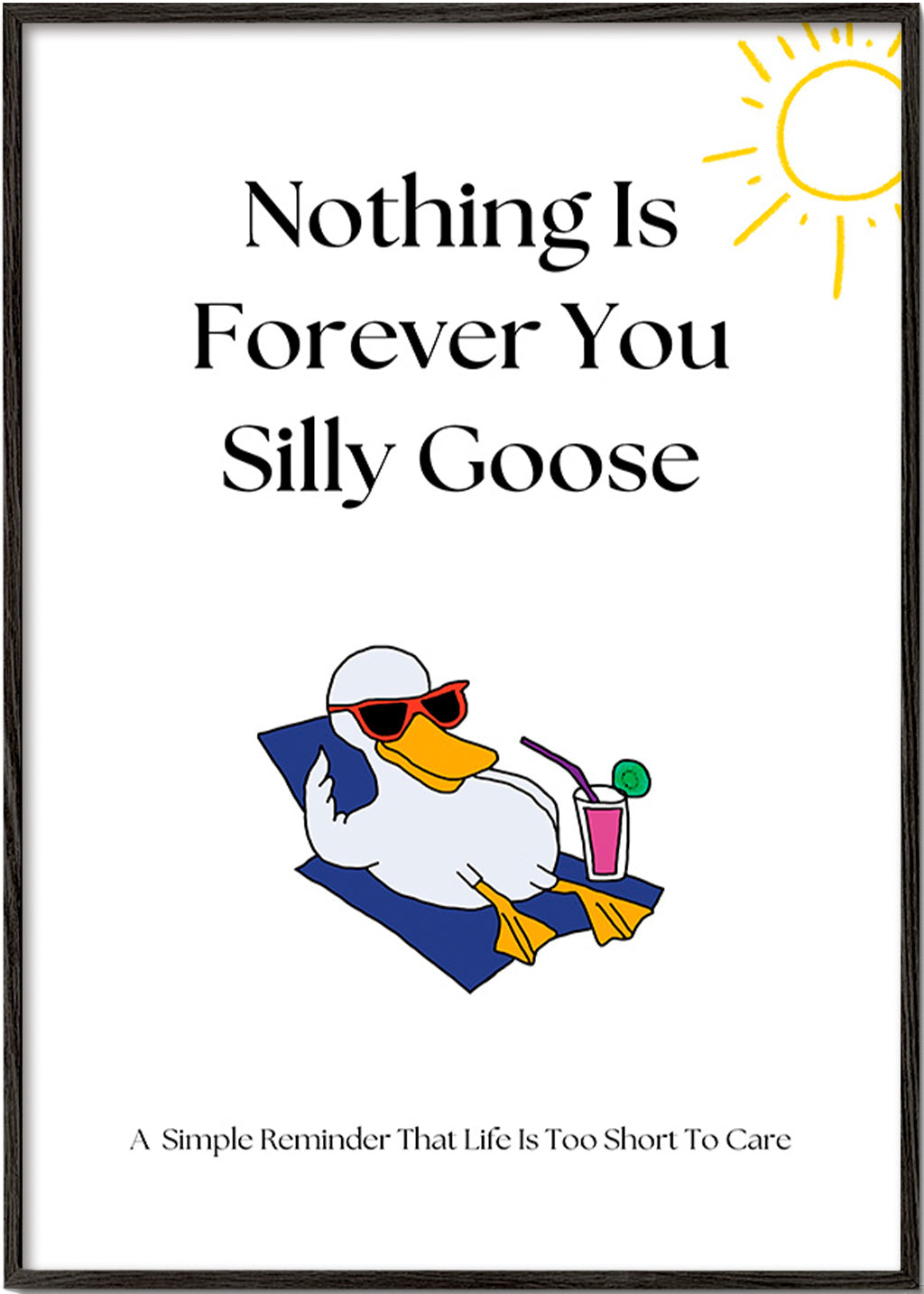 Cuadro ganso ilustrado con frase divertida – Black Frame