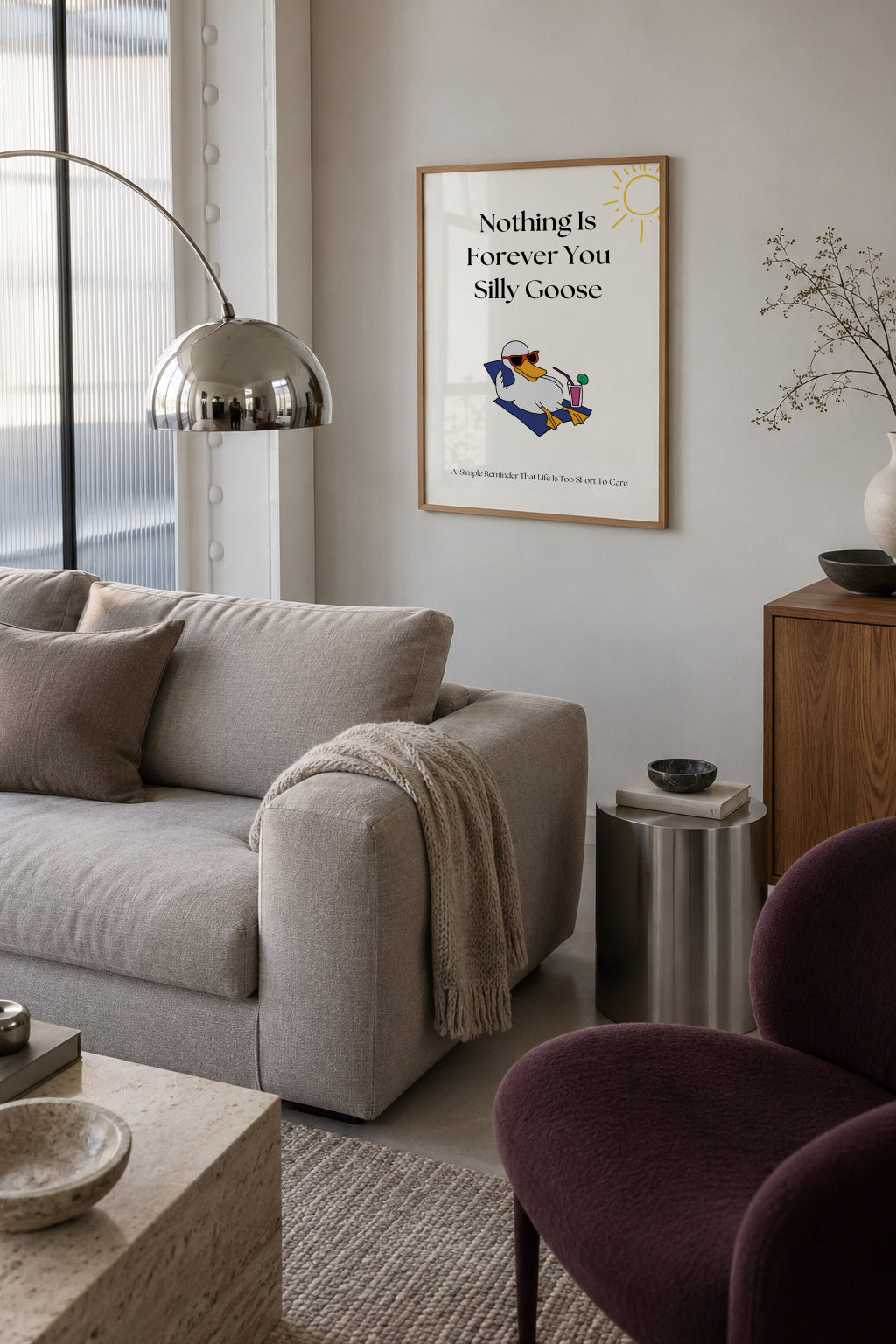 Relaxed Goose Vibes - Framed poster in an interior