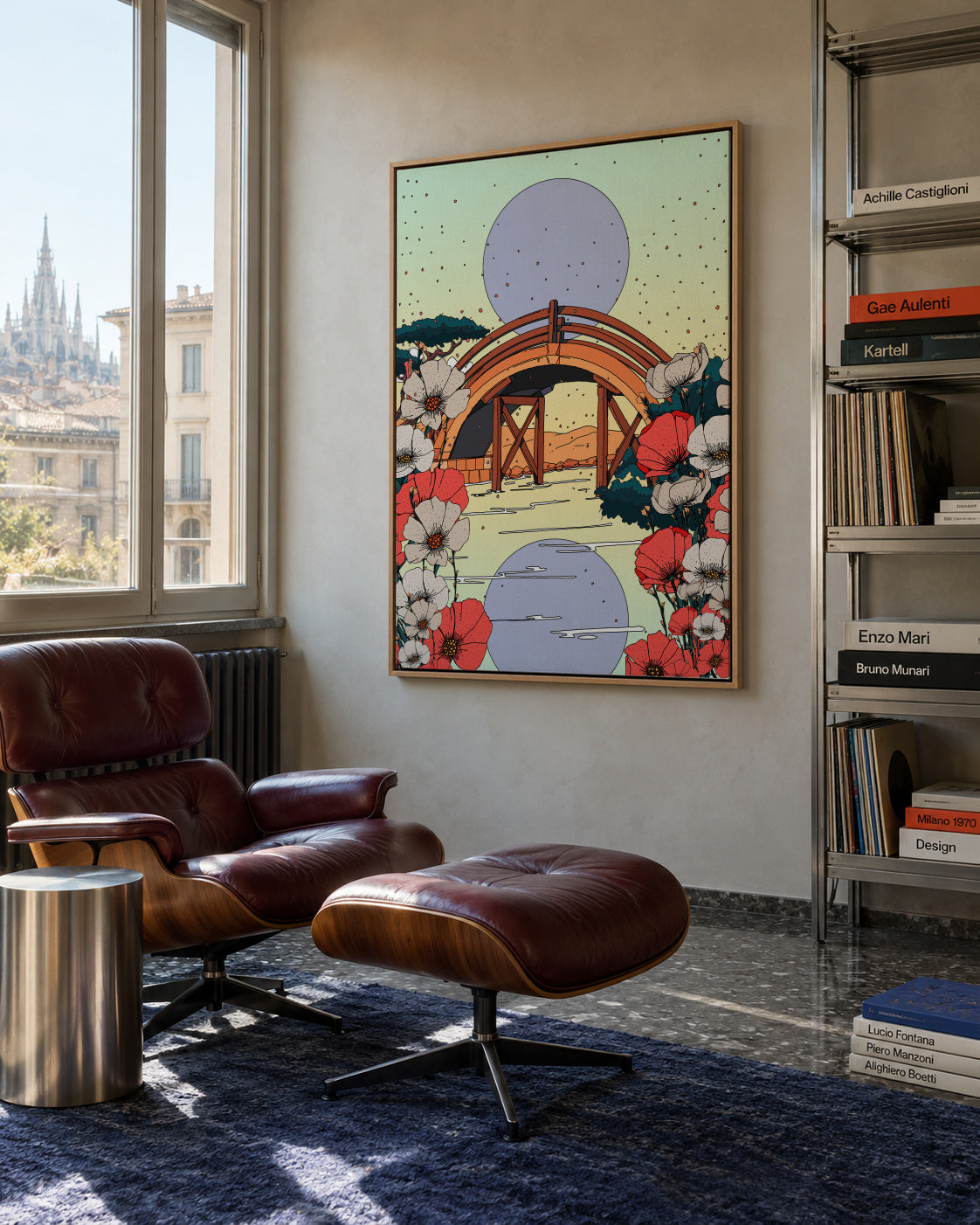 Japanese Bridge Landscape - Framed canvas in an interior