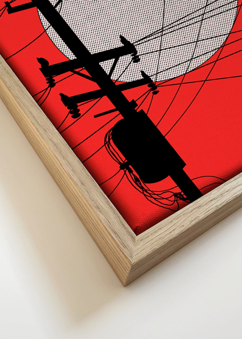 Ilustración minimalista de sol japonés y poste – Canvas detail