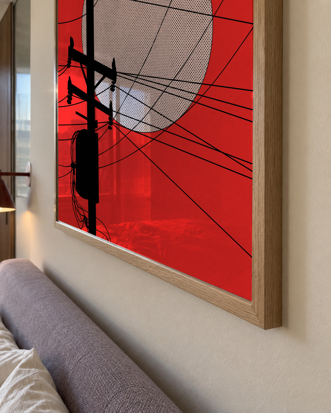 Japan Telegraph Lines - Framed poster detail