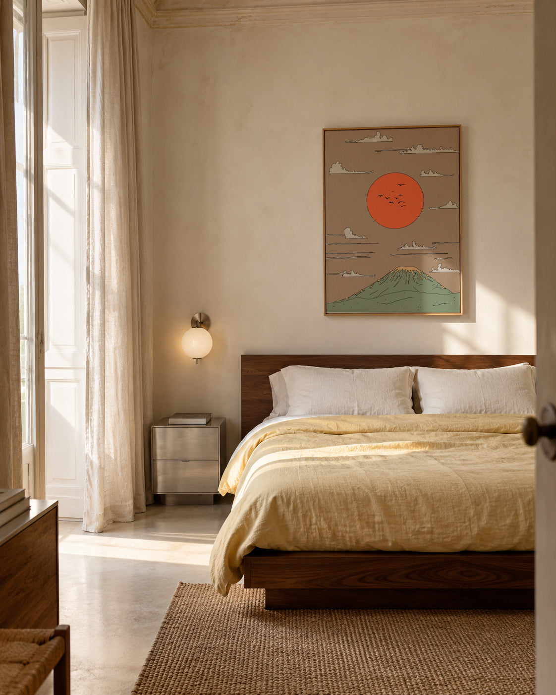 Japanese Sunrise - Framed canvas in an interior