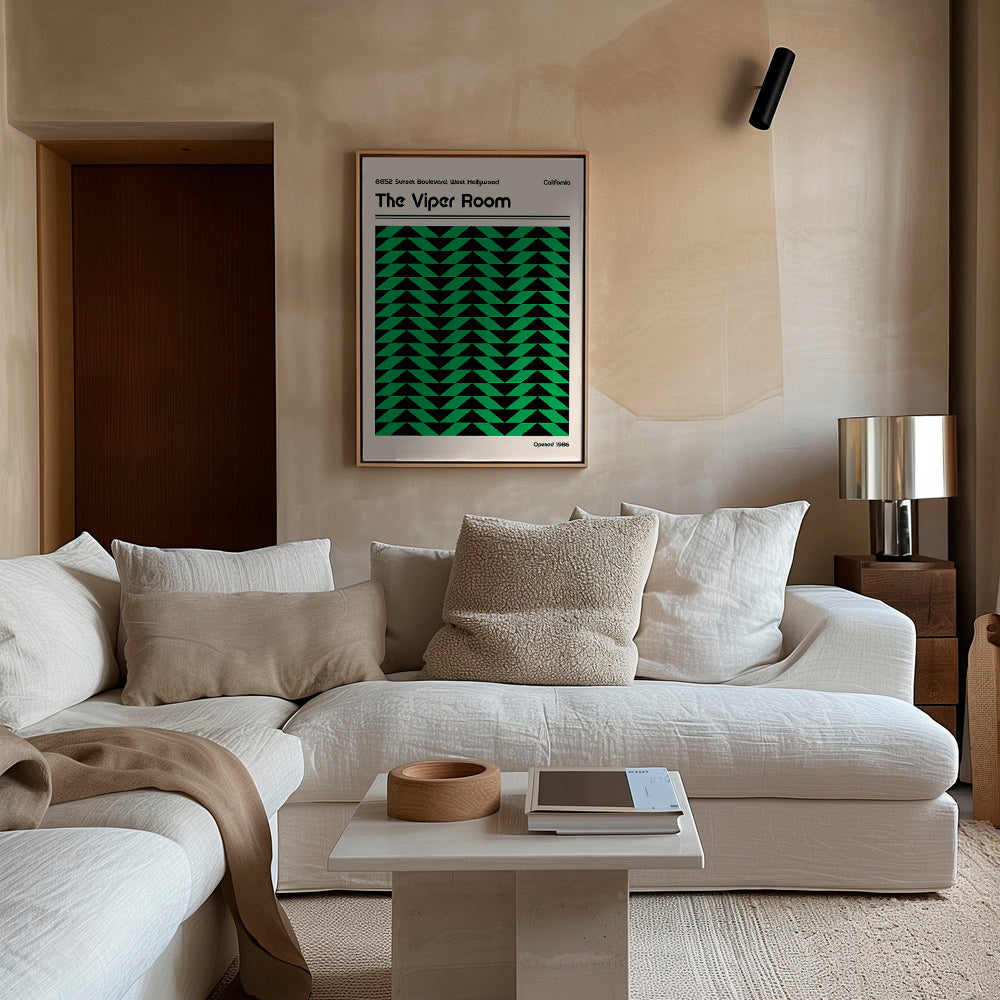 Cuadro vintage con patrón geométrico verde – Canvas1