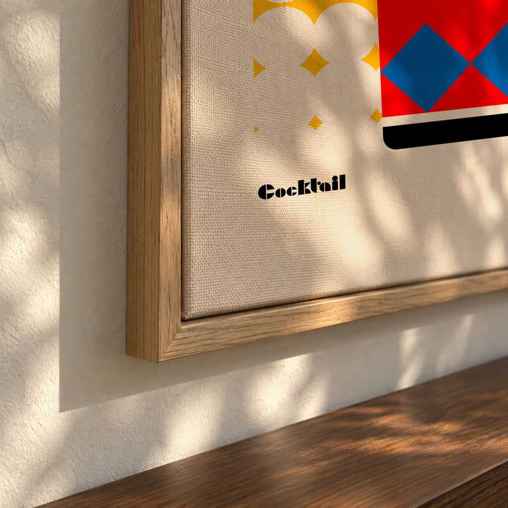 Old Fashioned Bauhaus Cocktail - Framed canvas detail