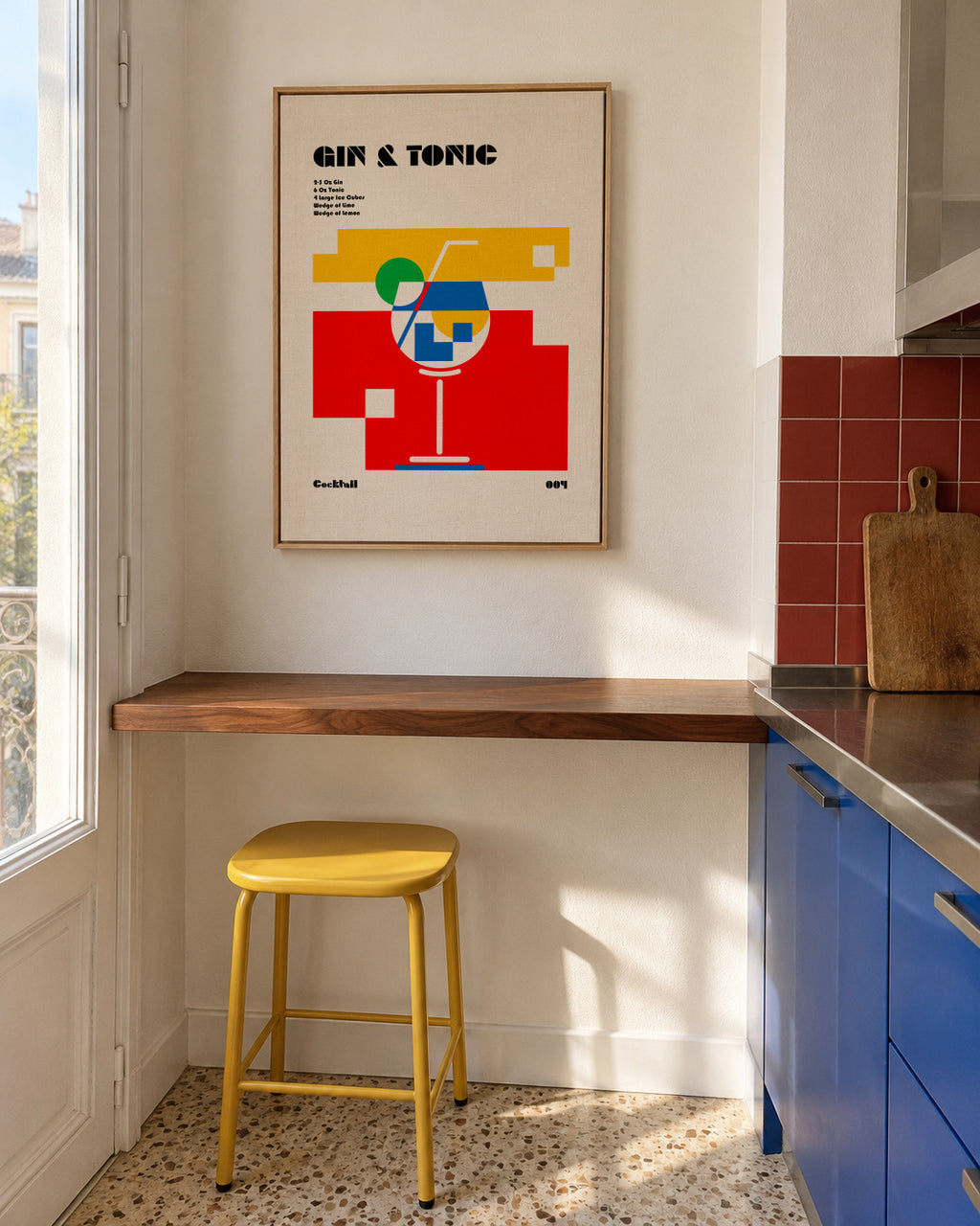 Gin a Tonic Bauhaus Cocktail - Framed canvas in an interior