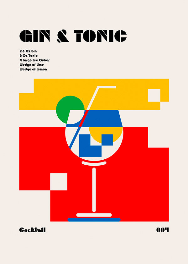 Cuadro de cocina Gin Tonic estilo Bauhaus