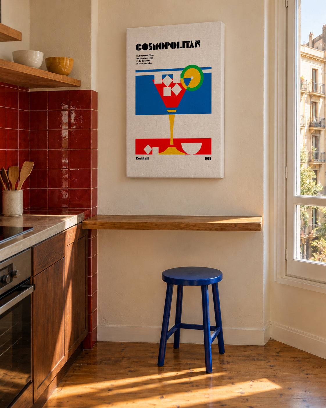 Cosmopolitan Bauhaus Cocktail - Unframed canvas in an interior