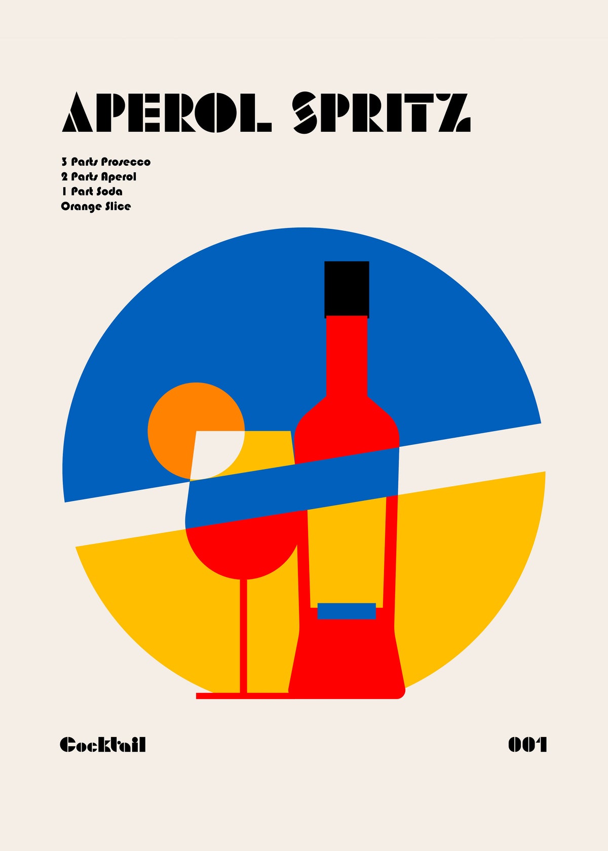 Aperol Spritz Cocktail Bauhaus Art Print - Unframed art print