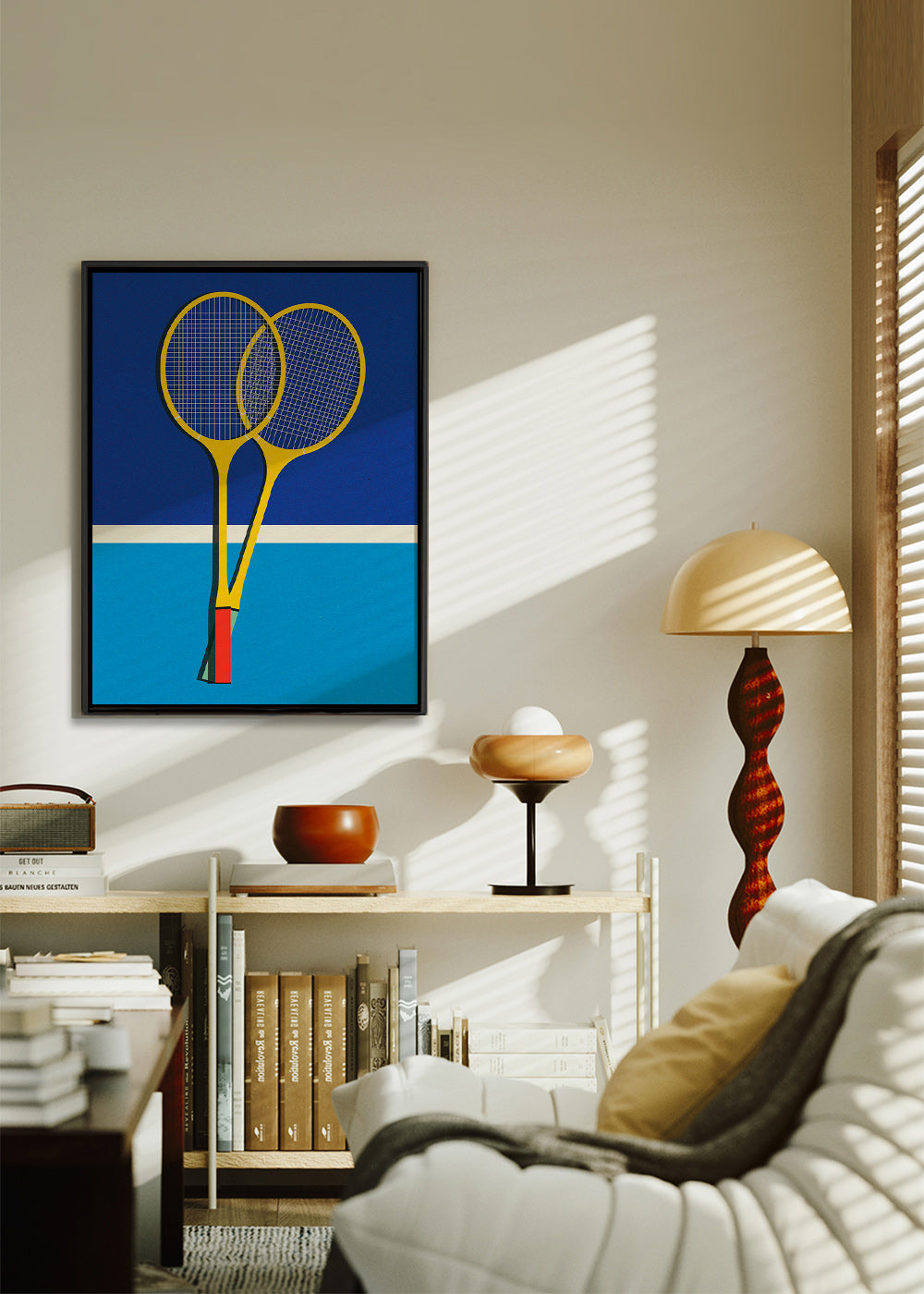 Cuadro deportivo de raquetas de bádminton amarillas – Canvas1