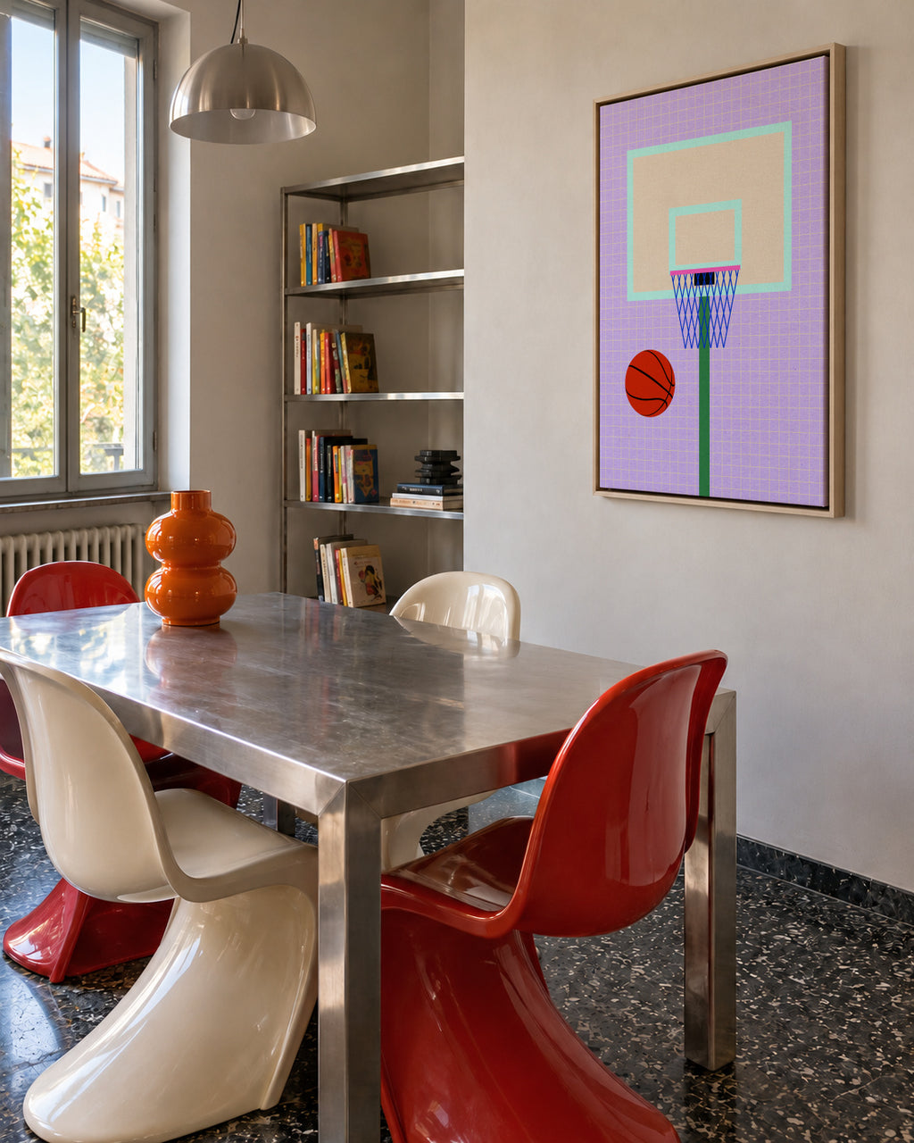 New York Basketball - Framed canvas in an interior