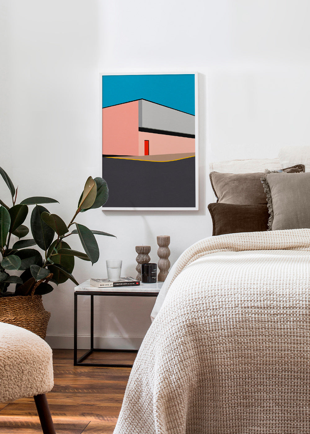 Ilustración minimal de fachada con puerta roja – Product3