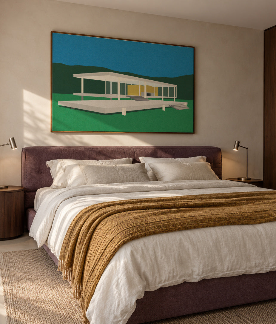 Ludwig Mies Van Der Rohe Farnsworth House - Framed canvas in an interior