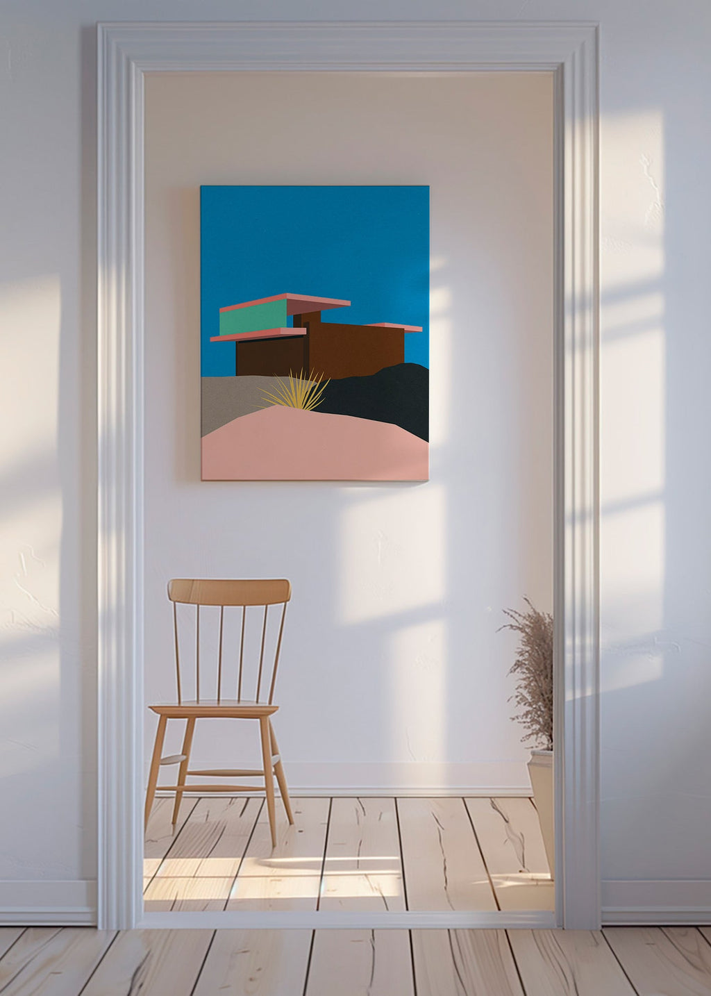 Ilustración arquitectónica de casa desértica – Canvas