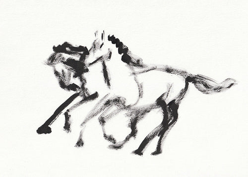 Cuadro de caballos en tinta gestual