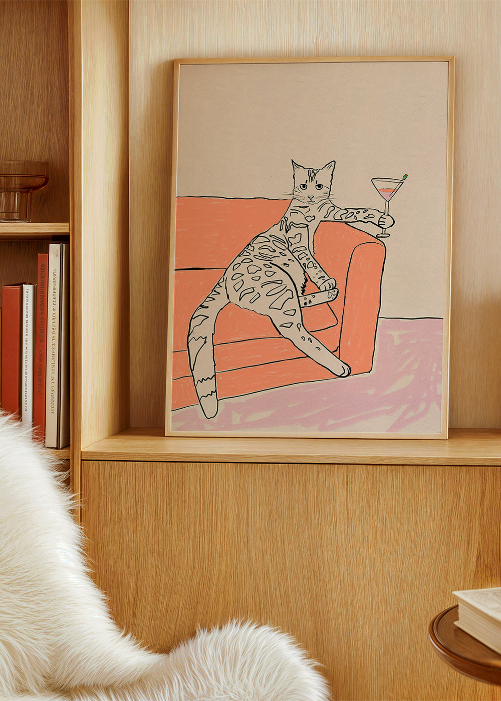 Cuadro de cocina: gato con cóctel sobre sofá – Product1