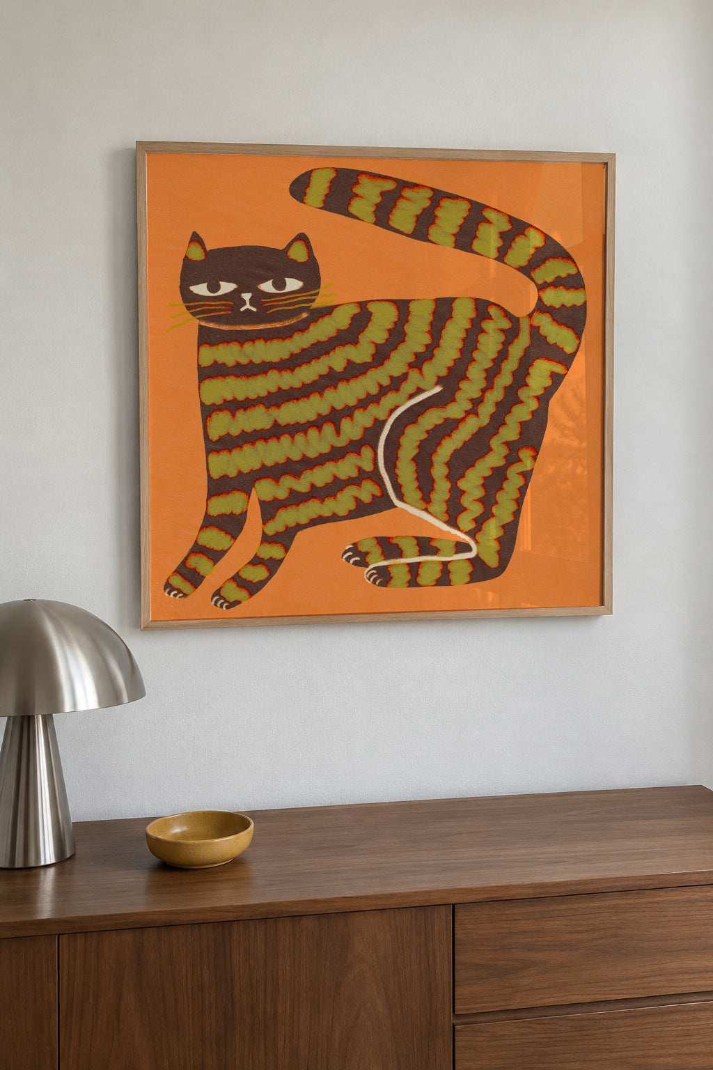 Cat with stripes - Framed poster in an interior