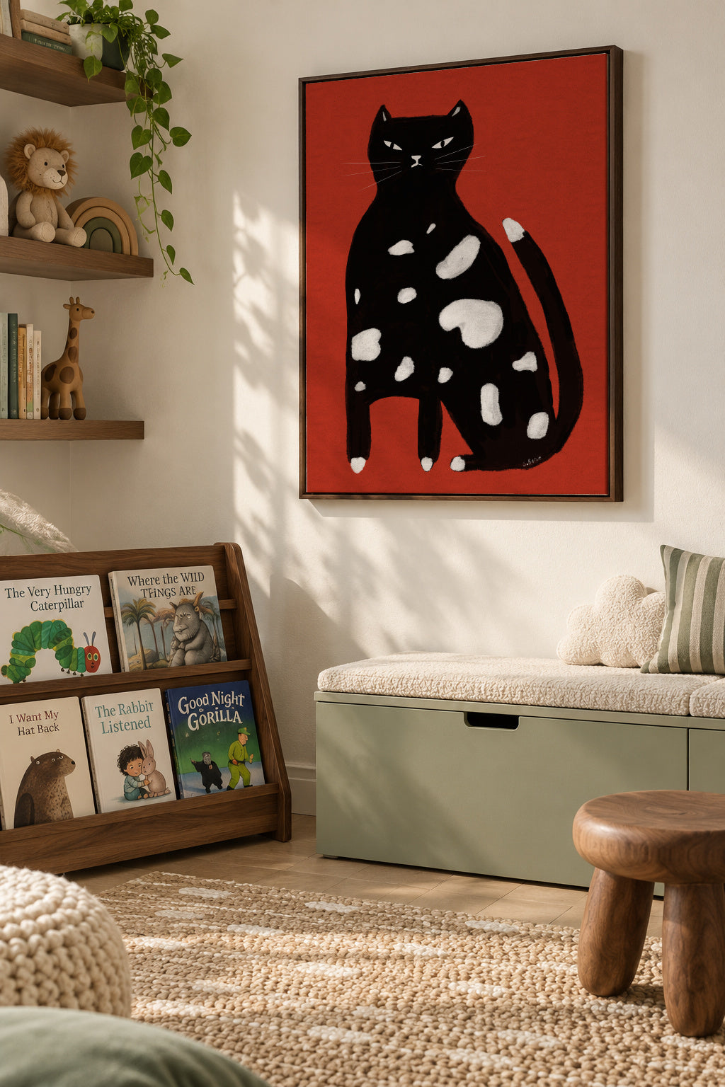 SPOTTED CAT - Framed canvas in an interior