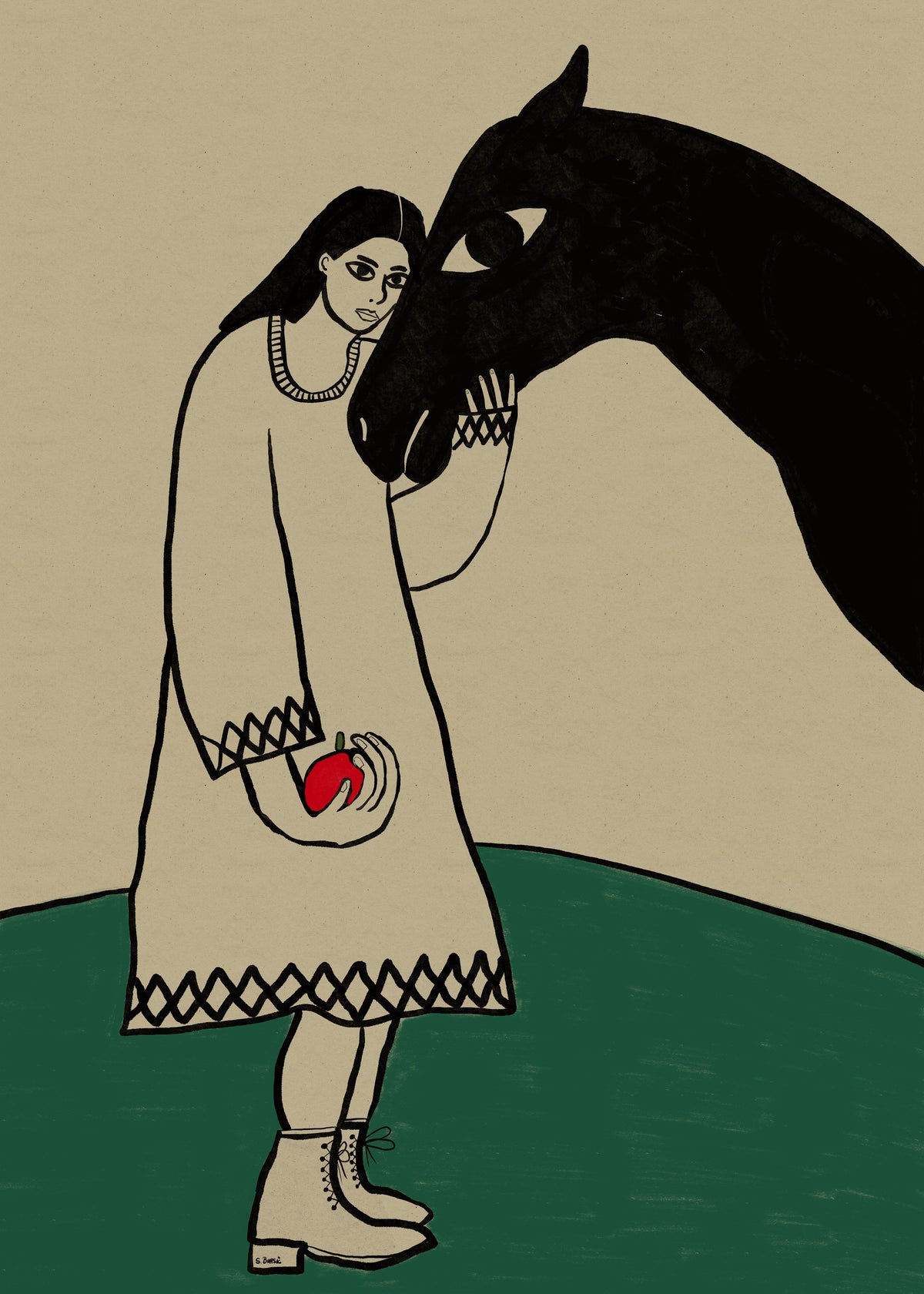 Lady and her horse - Unframed art print