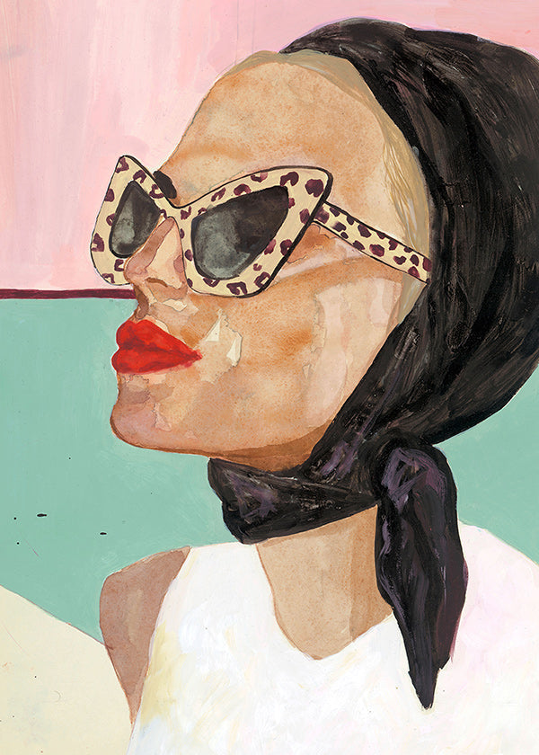 Ilustración de mujer con gafas vintage