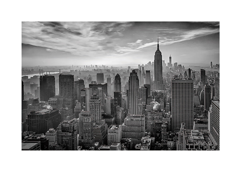 Cuadro de ciudades: Skyline de Manhattan en blanco y negro