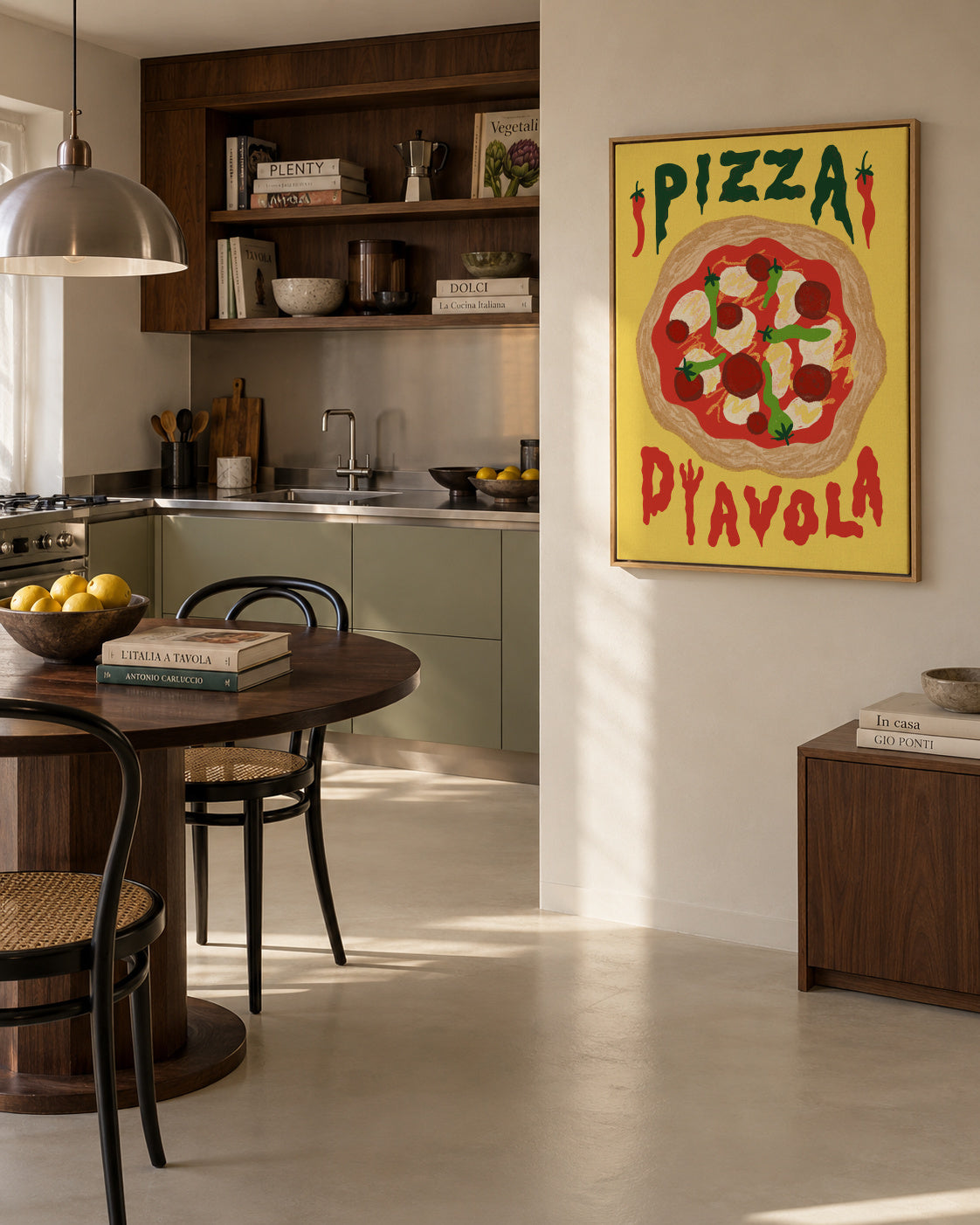 Pizza Diavola - Framed canvas in an interior