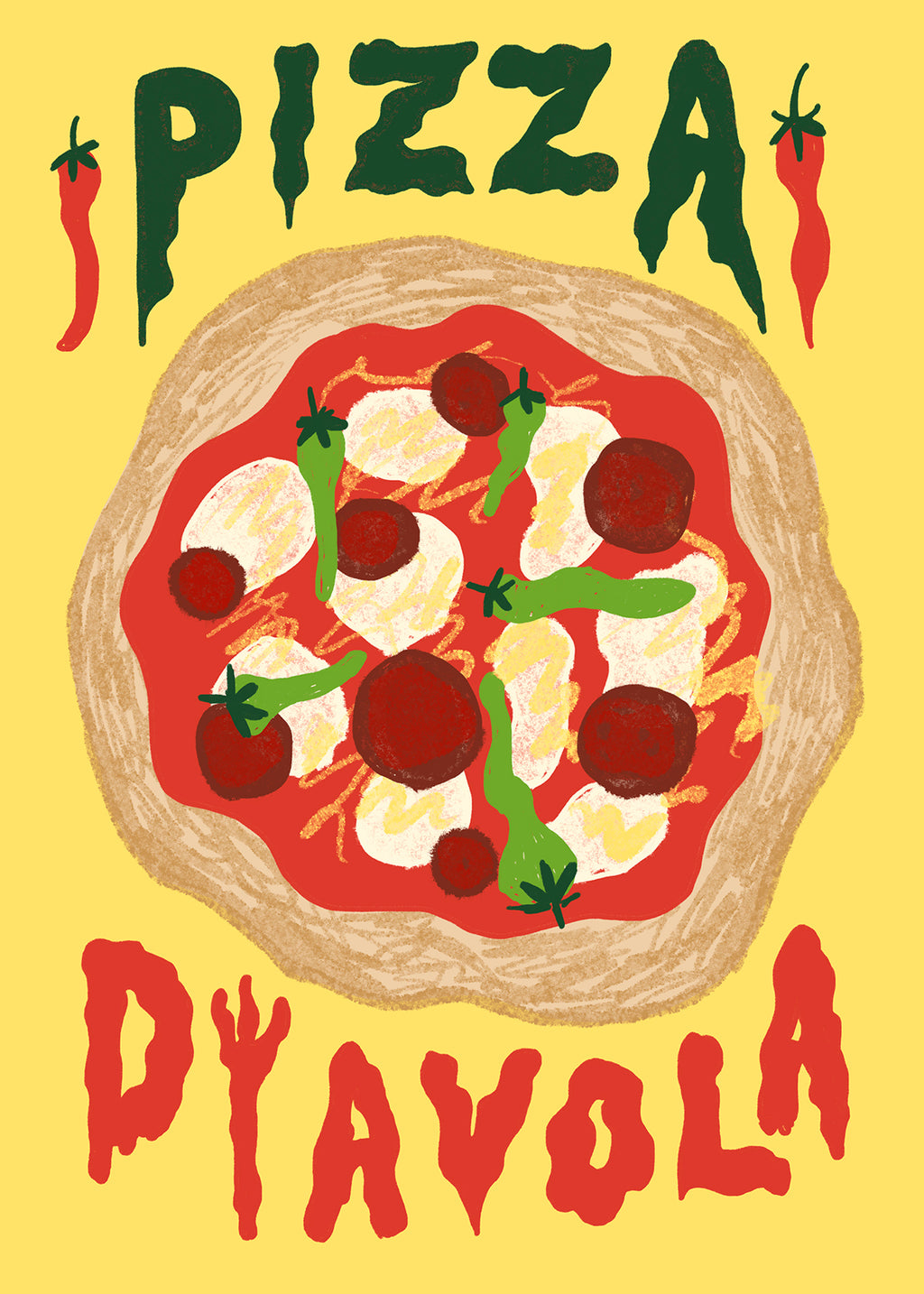 Pizza Diavola - Unframed art print
