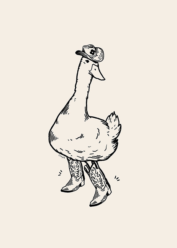 Cuadro pato vaquero ilustrado