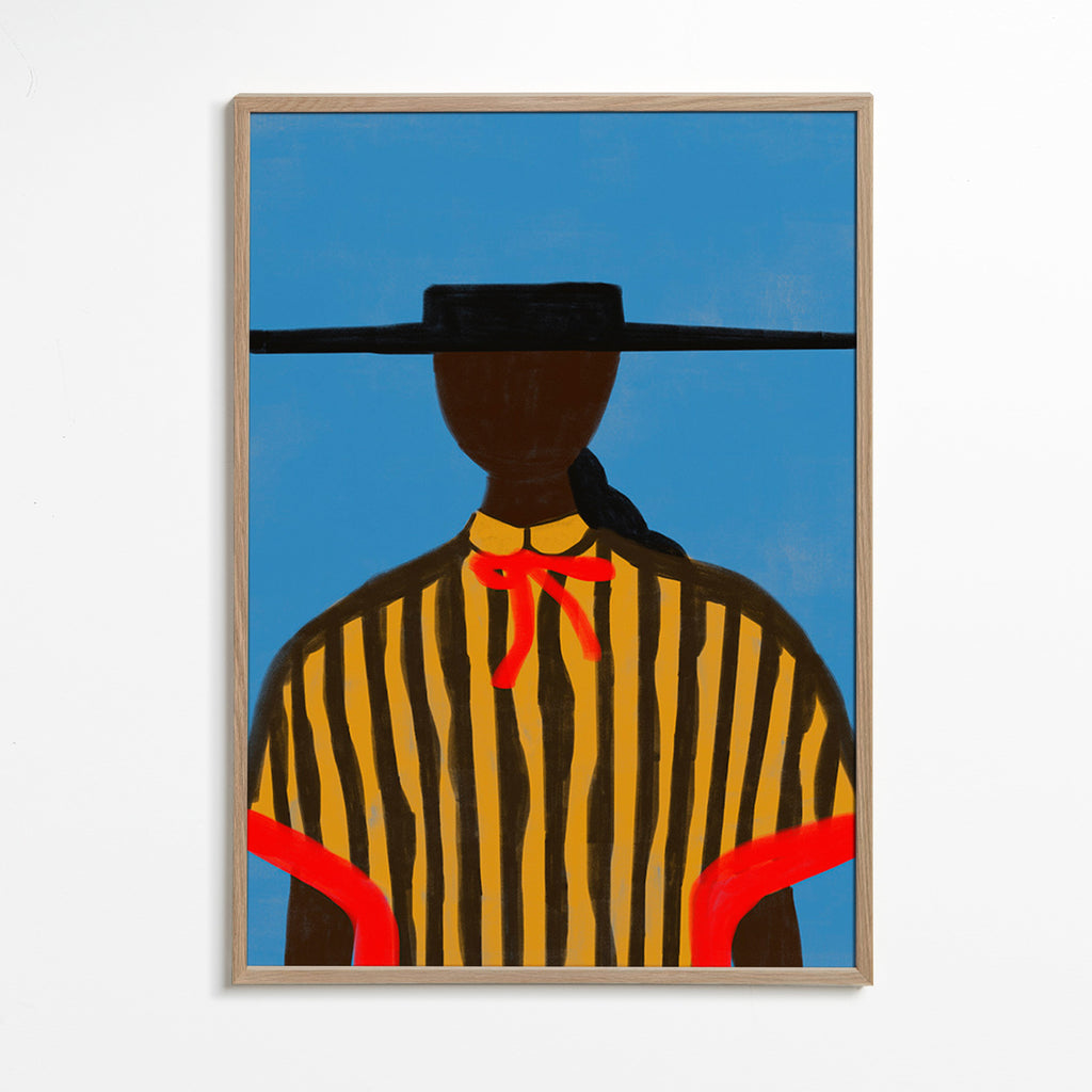 Ilustración de figura con sombrero y rayas – Oak Frame