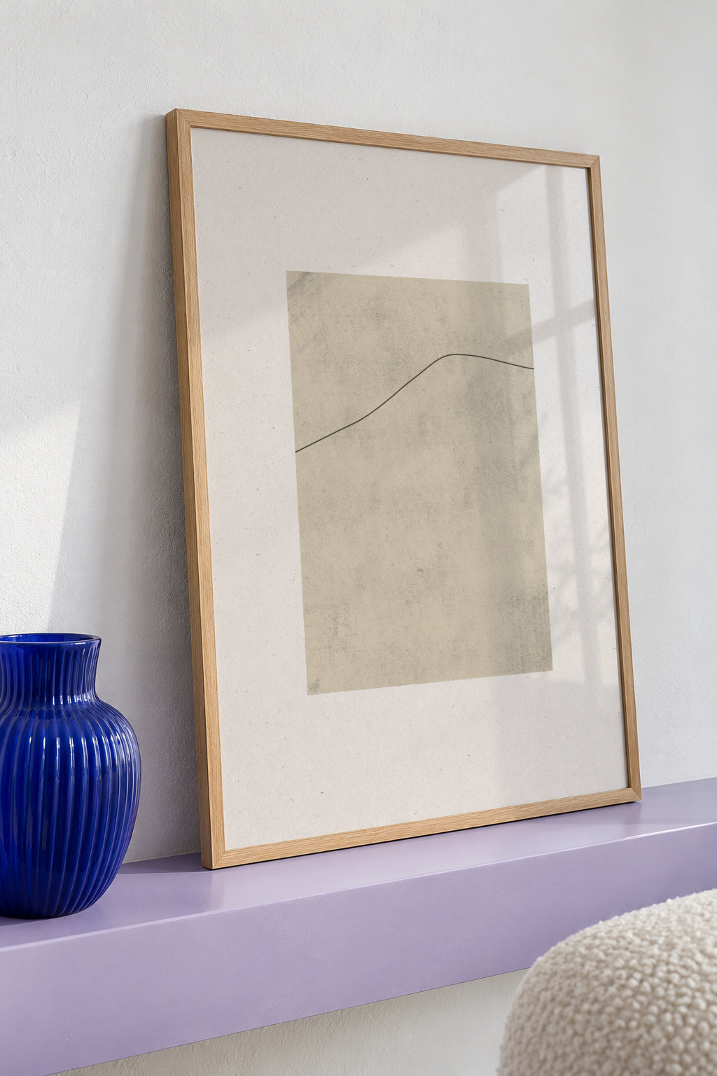 Line on Whispered Beige - Framed poster detail