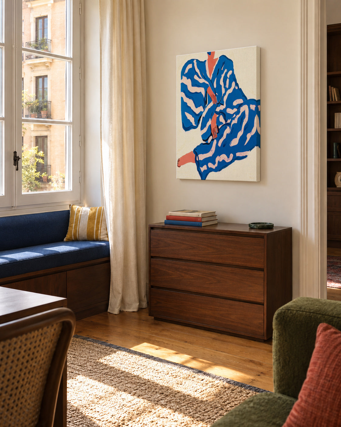 Portrait Indigoreverie - Unframed canvas in an interior