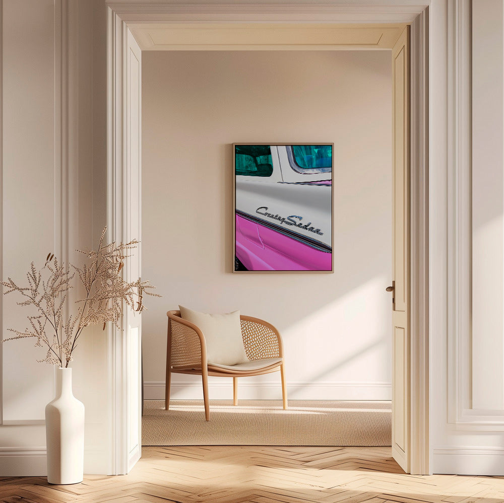 Cuadro vintage Country Sedan, detalle cromado y carrocería pastel – Canvas2