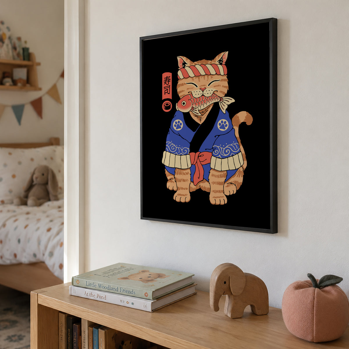 Sushi Meowster - Framed poster in an interior