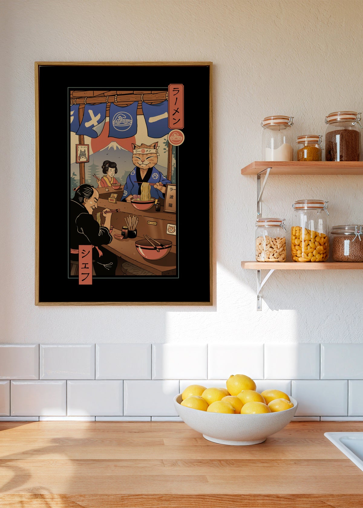 Ramen Meowster - Framed canvas in an interior