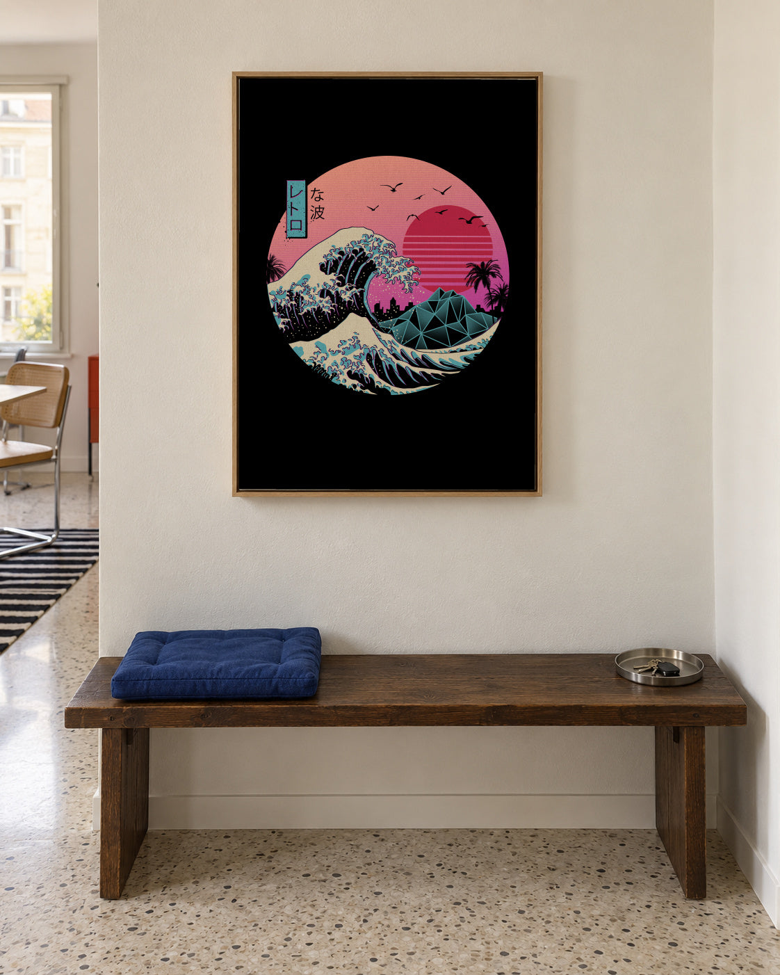 Great Retro Wave - Framed canvas in an interior
