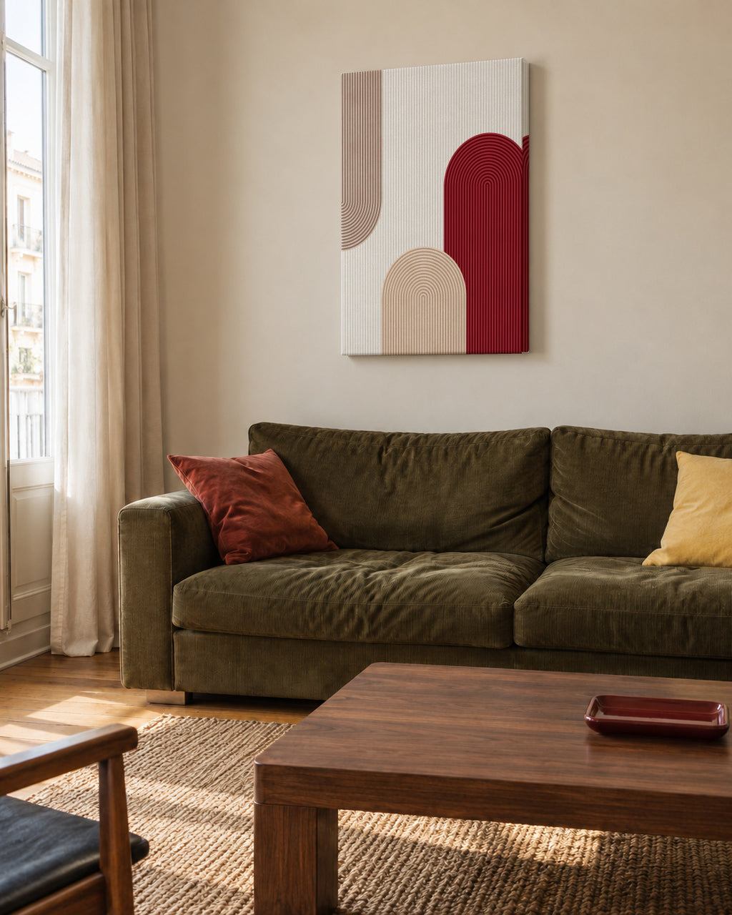 Circle composition 2 - Unframed canvas in an interior