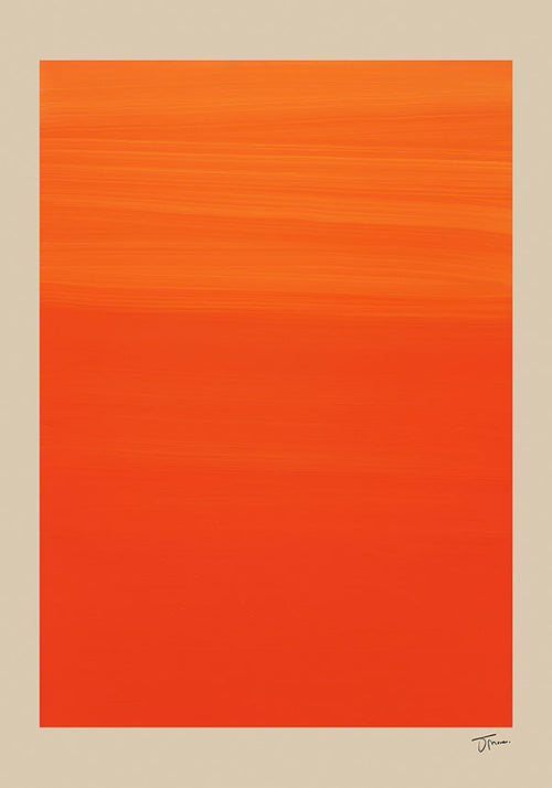 Cuadro abstracto horizonte naranja degradado