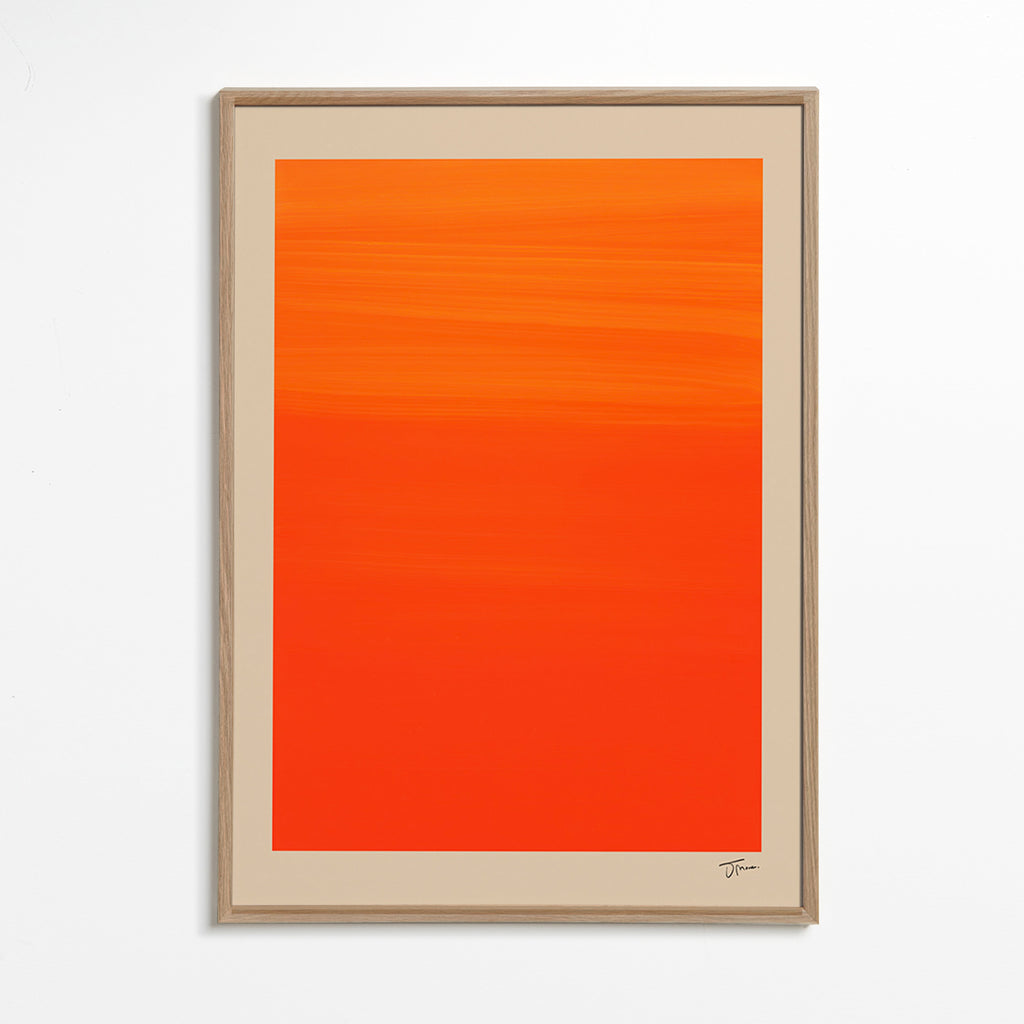 Cuadro abstracto horizonte naranja degradado – Oak Frame