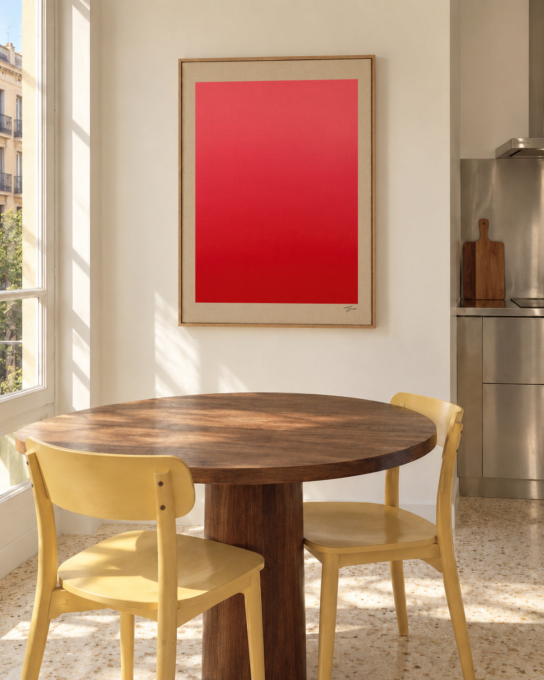 Crimson Aura - Framed canvas in an interior