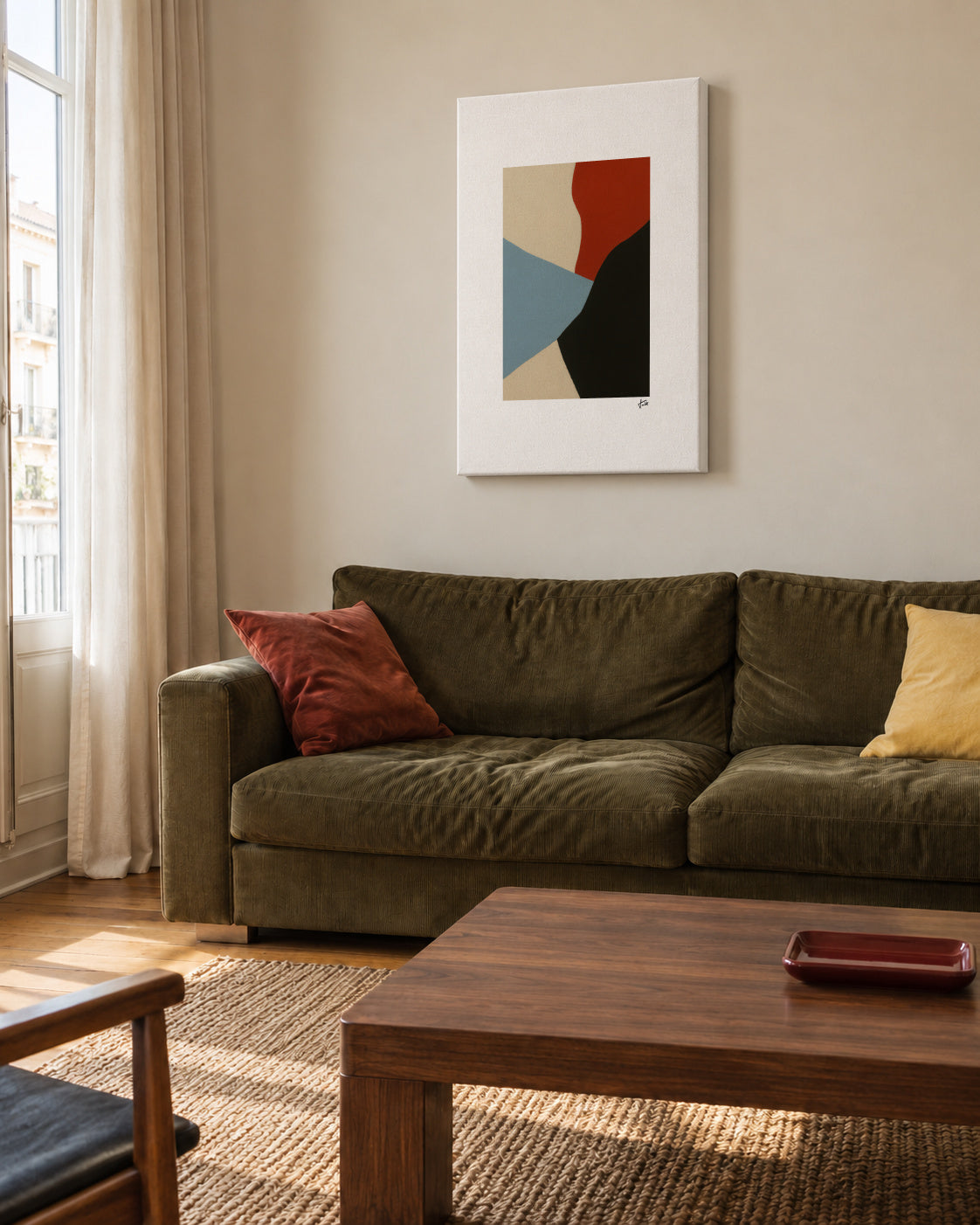 Interlude I - Unframed canvas in an interior
