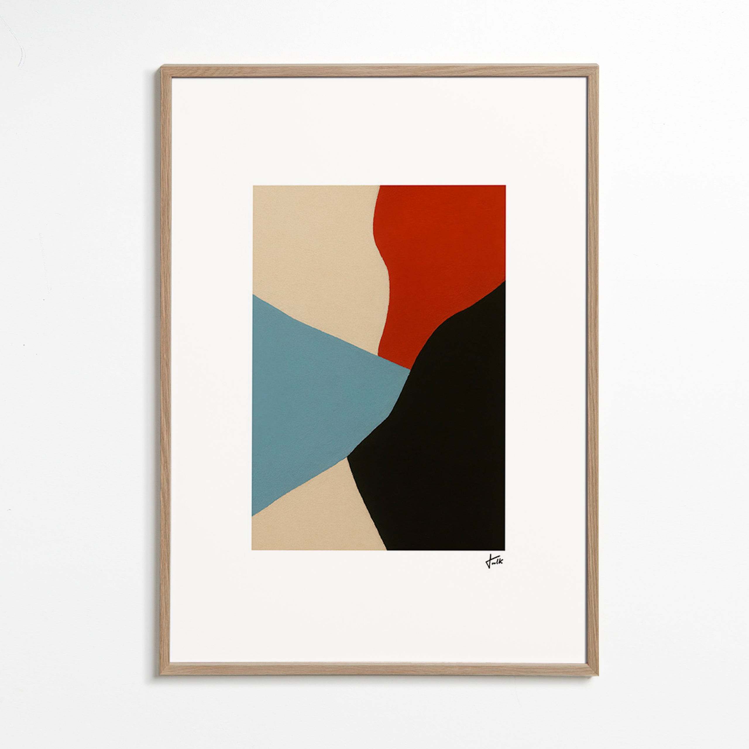 Cuadro abstracto capas orgánicas en vertical – Oak Frame