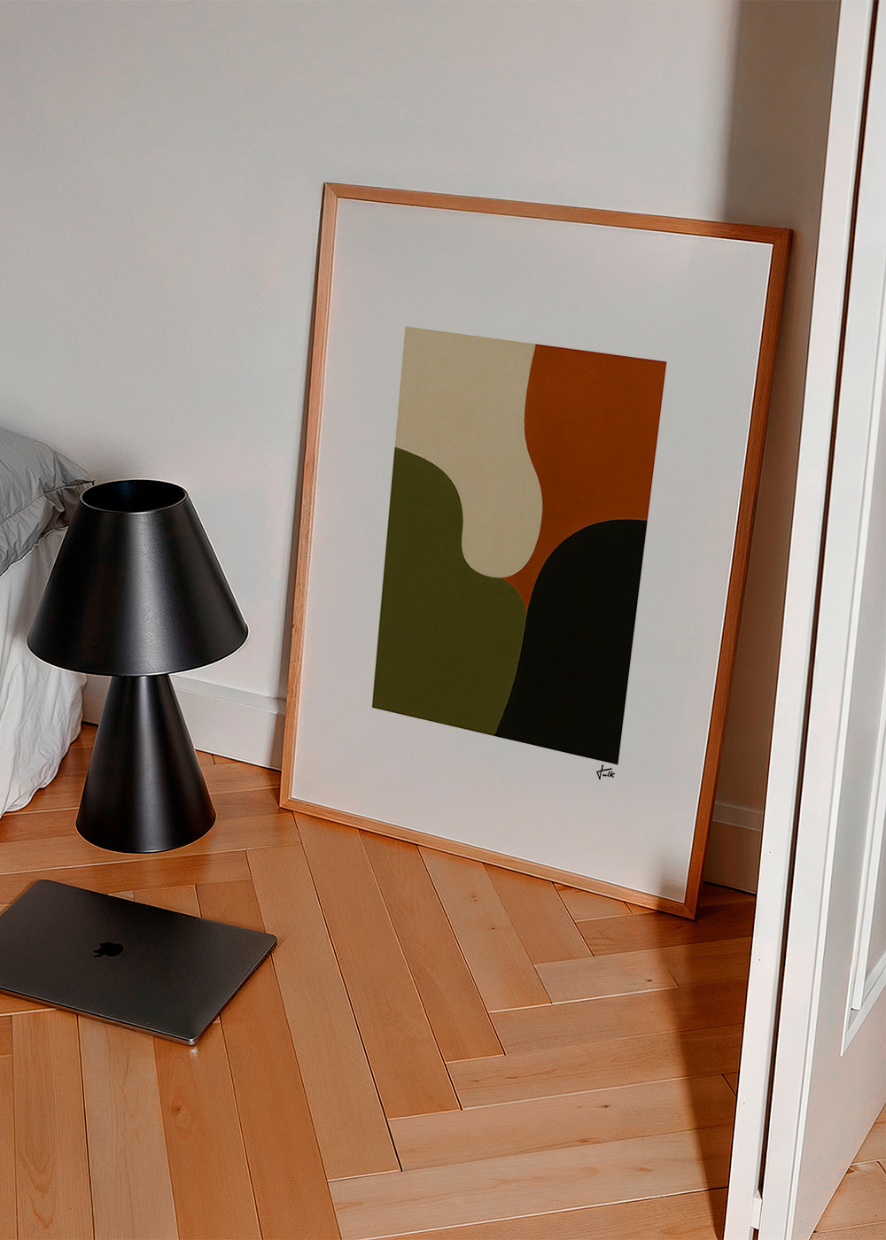 Cuadro minimalista con formas orgánicas oliva – Product3