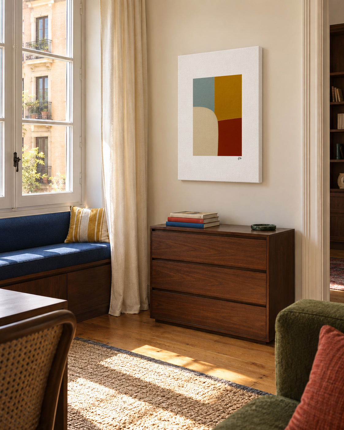 Modular Curve III - Unframed canvas in an interior
