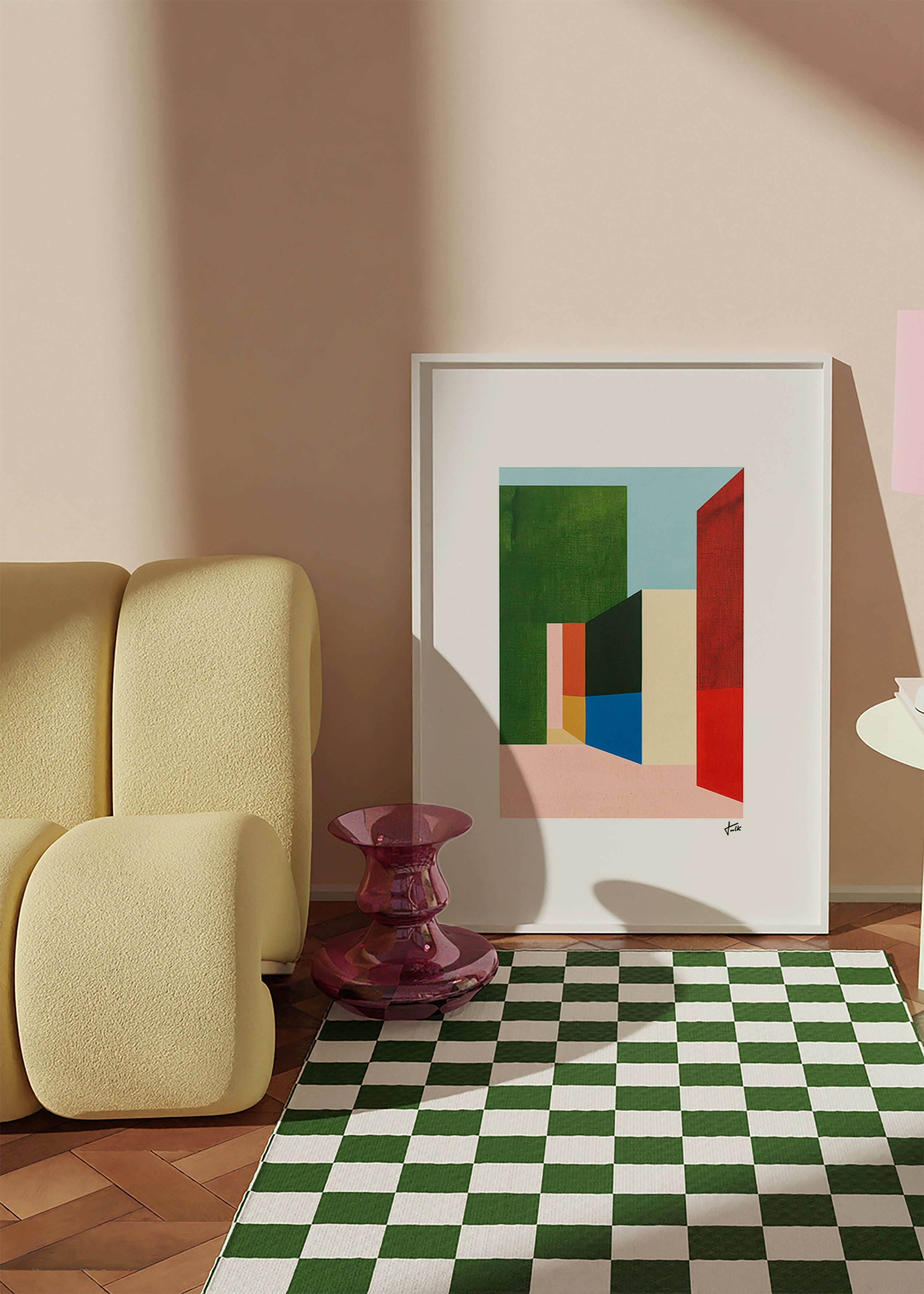 Cuadro geométrico con volúmenes coloreados – Product1