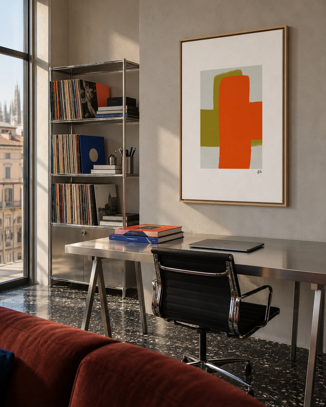 Signal Orange - Framed canvas in an interior