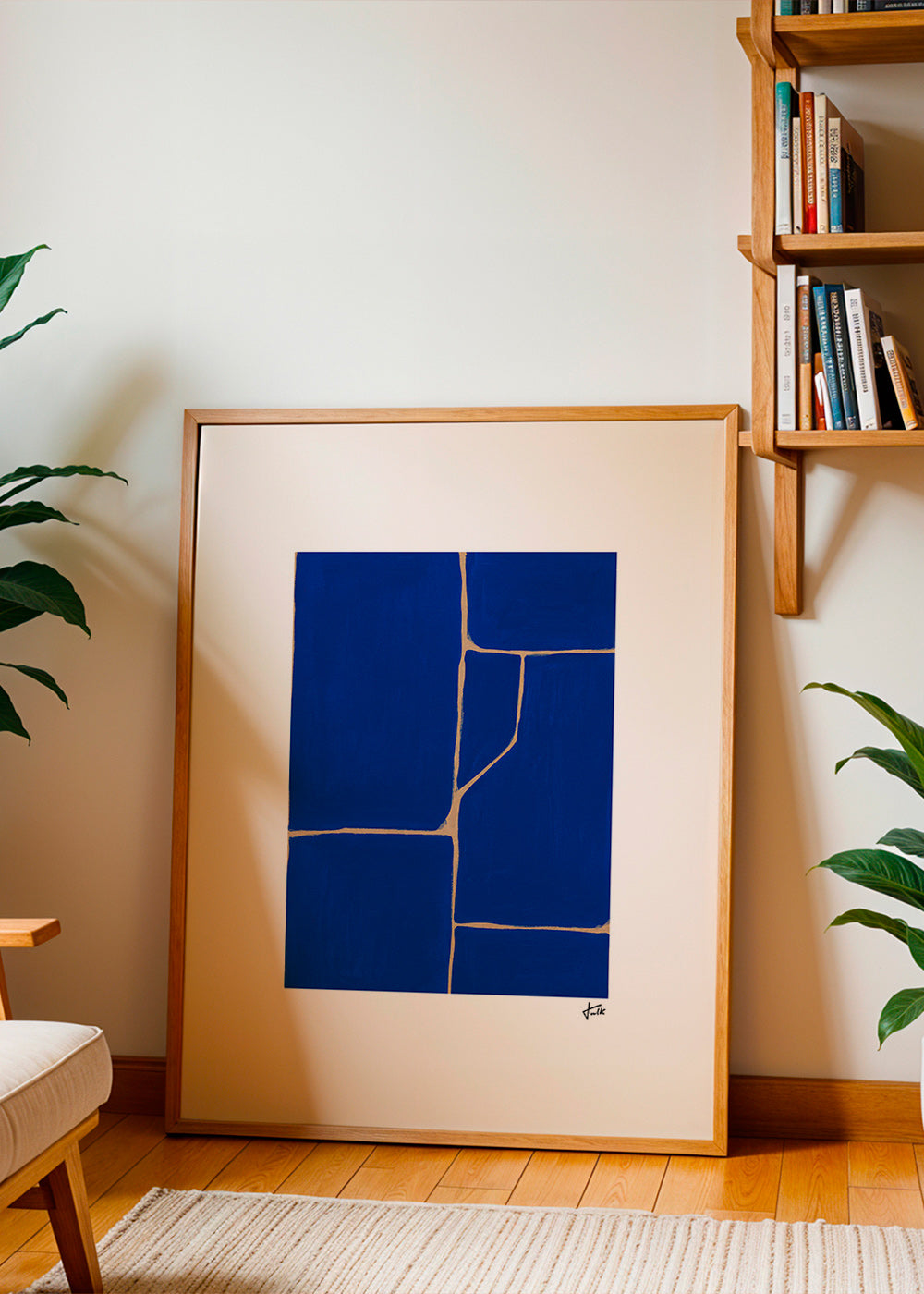 Cuadro geométrico azul con juntas claras – Product1