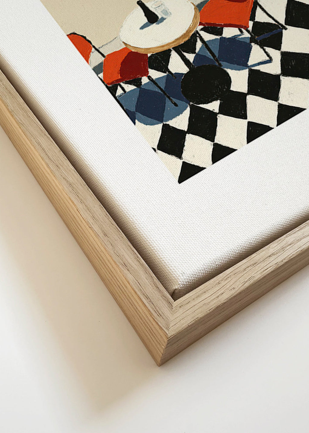 Cuadro de cocina: mesa de café sobre suelos ajedrezados – Canvas detail