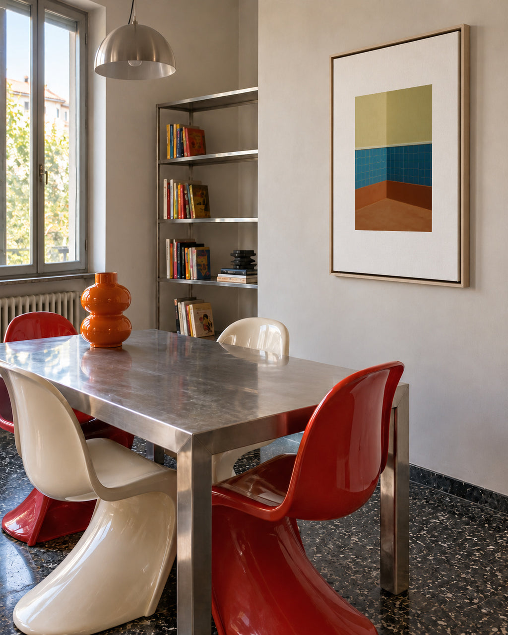 Blue Corner - Framed canvas in an interior