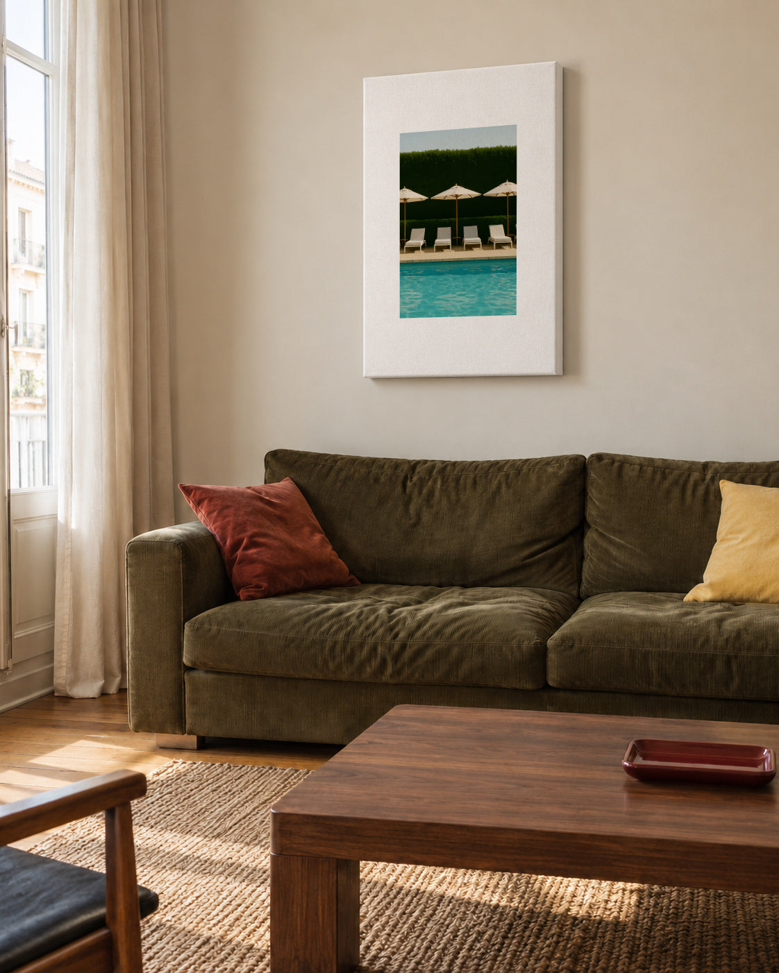Poolside Silence I - Unframed canvas in an interior
